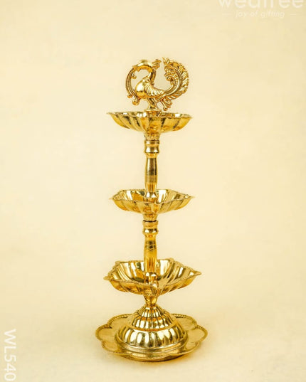 Brass Annapakshi Diya - 3 Step - 8 inch - WL5403 - Brass Diya