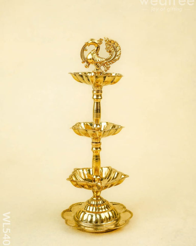 Brass Annapakshi Diya - 3 Step - 8 inch - WL5403 - Brass Diya