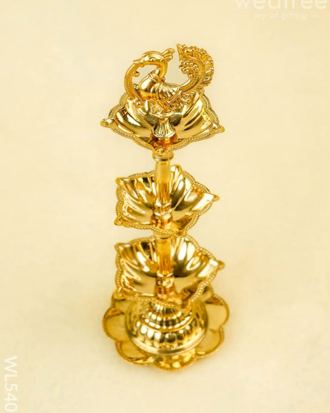 Brass Annapakshi Diya - 3 Step - 8 inch - WL5403 - Brass Diya