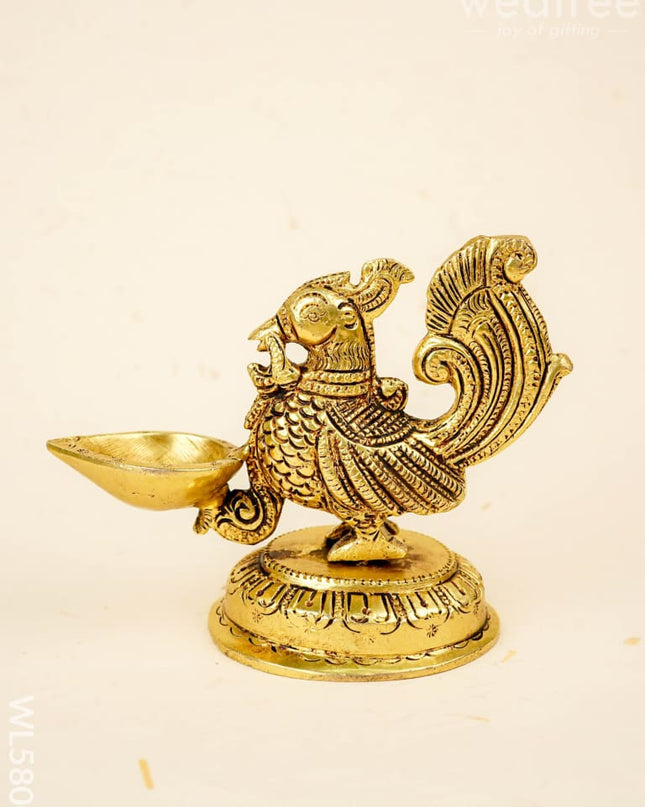 Brass Annapakshi Diya - 5 inch - WL5800 - Brass Diya