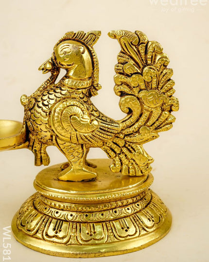 Brass Annapakshi Diya - 5 inch - WL5818 - Brass Diya