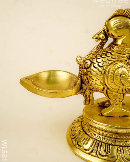 Brass Annapakshi Diya - 5 inch - WL5818 - Brass Diya