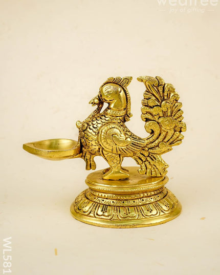 Brass Annapakshi Diya - 5 inch - WL5818 - Brass Diya