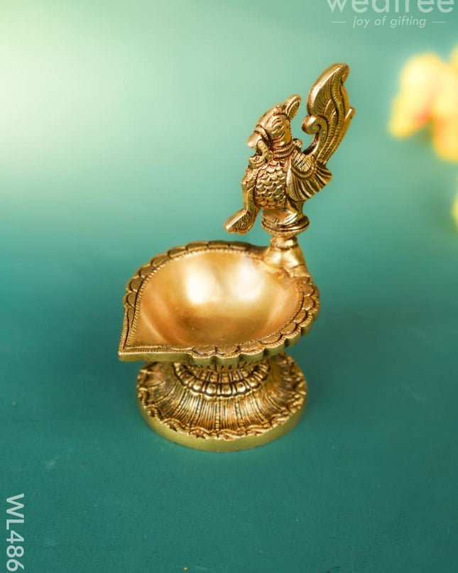 Brass Annapakshi Diya - 6 inch - WL4862 Brass Diya