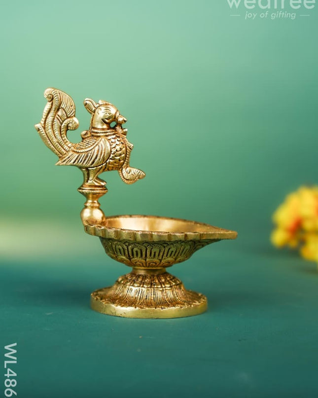 Brass Annapakshi Diya - 6 inch - WL4862 Brass Diya
