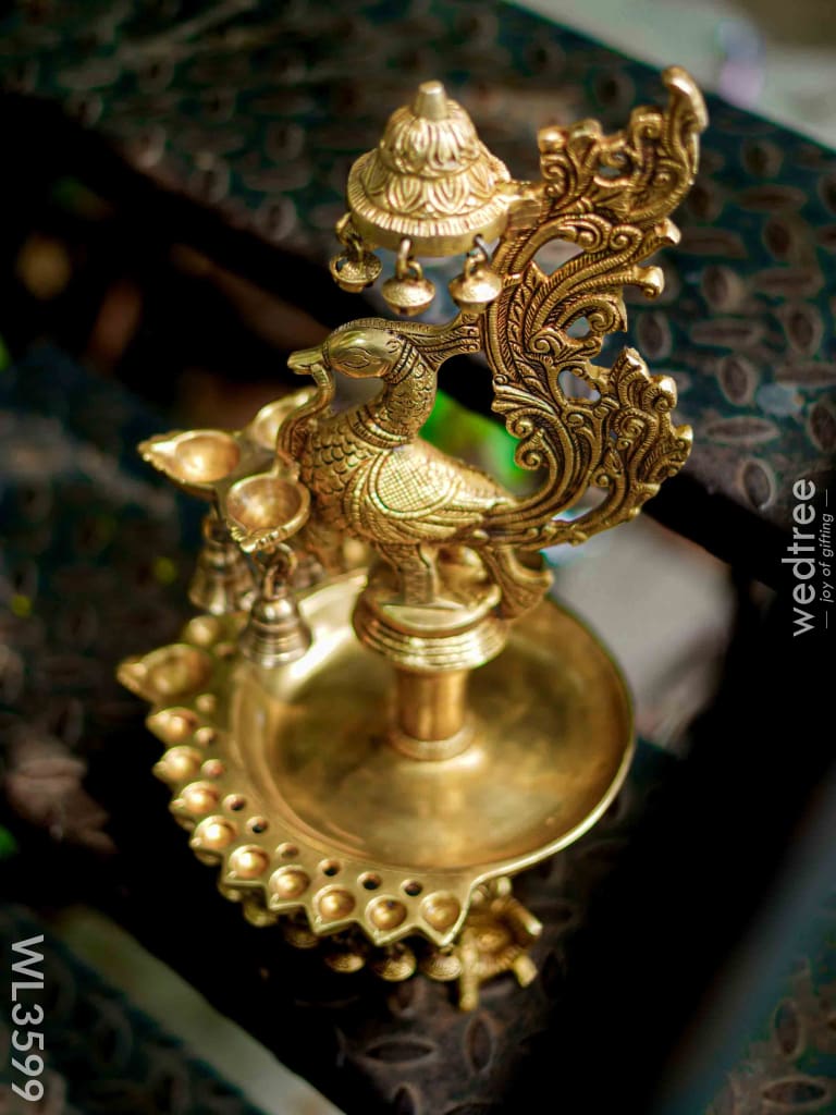 Brass Annapakshi Diya With Bells - Wl3599