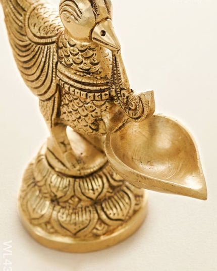 Brass Annapakshi Diya with Hanging Diya - WL4385 - Brass Diya