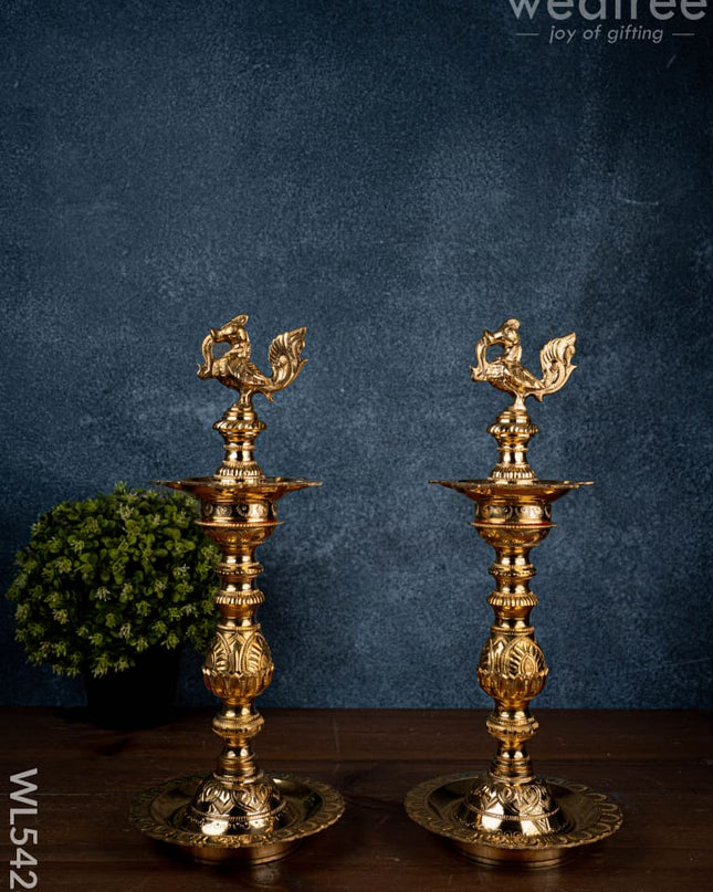 Brass Annapakshi Kuthu Vilakku - 15 inch - WL5428 - Brass Diya
