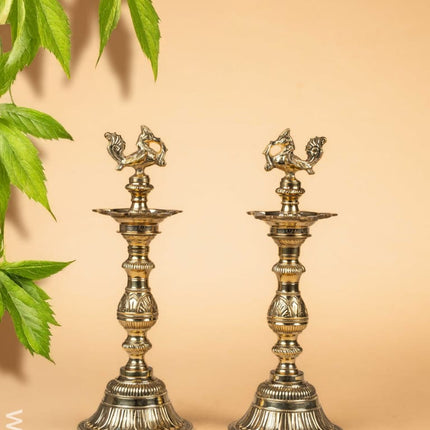 Brass Annapakshi Kuthu Vilakku - 16 inch - WL5005 Brass Diya
