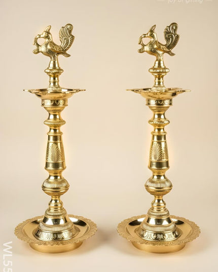 Brass Annapakshi Kuthu Vilakku - 21 inch - WL5506 - Brass Diya