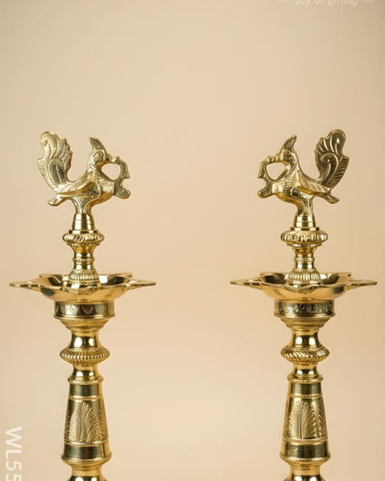 Brass Annapakshi Kuthu Vilakku - 21 inch - WL5506 - Brass Diya
