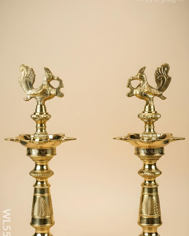 Brass Annapakshi Kuthu Vilakku - 21 inch - WL5506 - Brass Diya