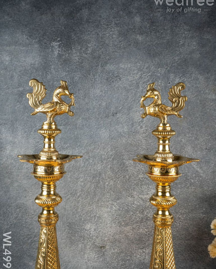 Brass Annapakshi Kuthu Vilakku - 22 inch - WL4999 - Brass Diya