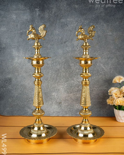Brass Annapakshi Kuthu Vilakku - 22 inch - WL4999 - Brass Diya
