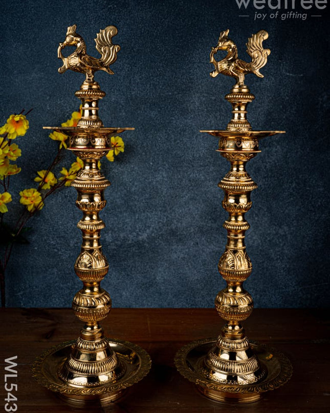 Brass Annapakshi Kuthu Vilakku - 23 inch - WL5430 - Brass Diya