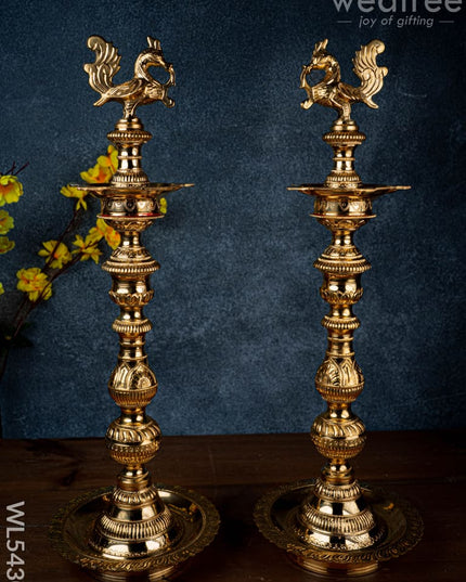 Brass Annapakshi Kuthu Vilakku - 23 inch - WL5430 - Brass Diya