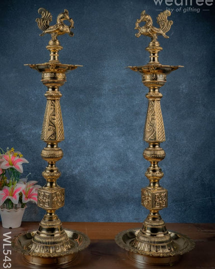 Brass Annapakshi Kuthu Vilakku - 27 Inch - WL5435 - Brass Diya