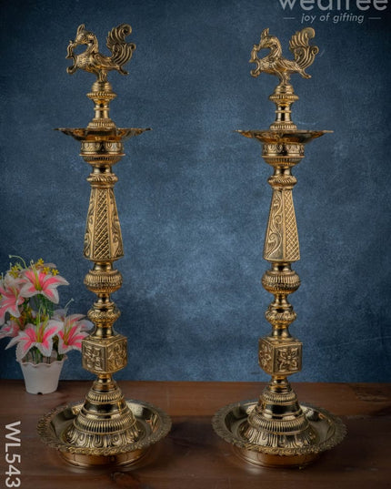 Brass Annapakshi Kuthu Vilakku - 27 Inch - WL5435 - Brass Diya