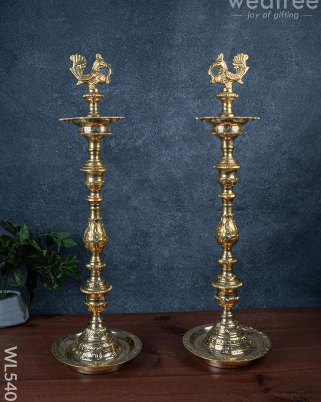 Brass Annapakshi Kuthu Vilakku - 28 inch - WL5409 - Brass Diya