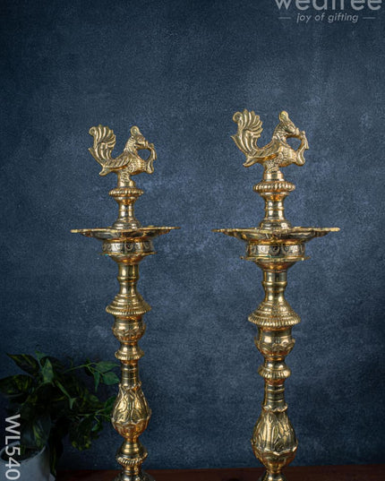 Brass Annapakshi Kuthu Vilakku - 28 inch - WL5409 - Brass Diya
