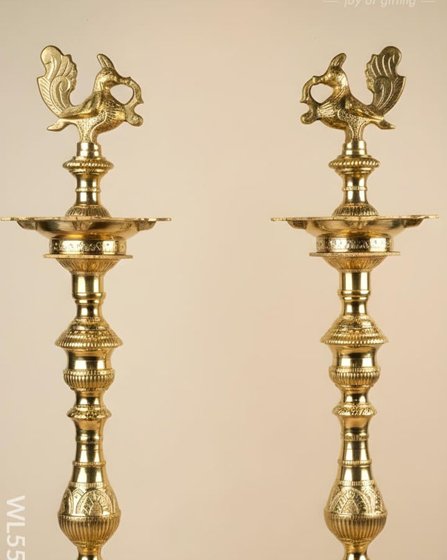 Brass Annapakshi Kuthu Vilakku - 28 inch - WL5508 - Brass Diya