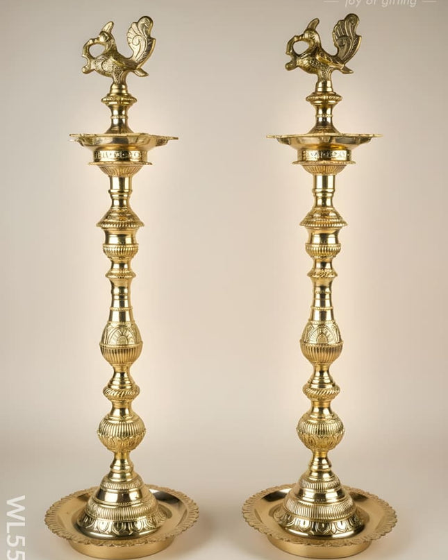 Brass Annapakshi Kuthu Vilakku - 28 inch - WL5508 - Brass Diya