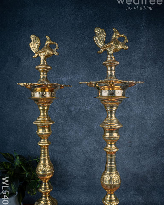 Brass Annapakshi Kuthu Vilakku - 30 inch - WL5408 - Brass Diya