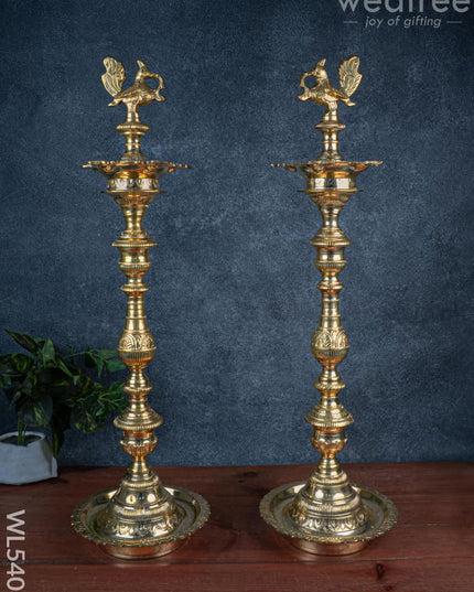 Brass Annapakshi Kuthu Vilakku - 30 inch - WL5408 - Brass Diya