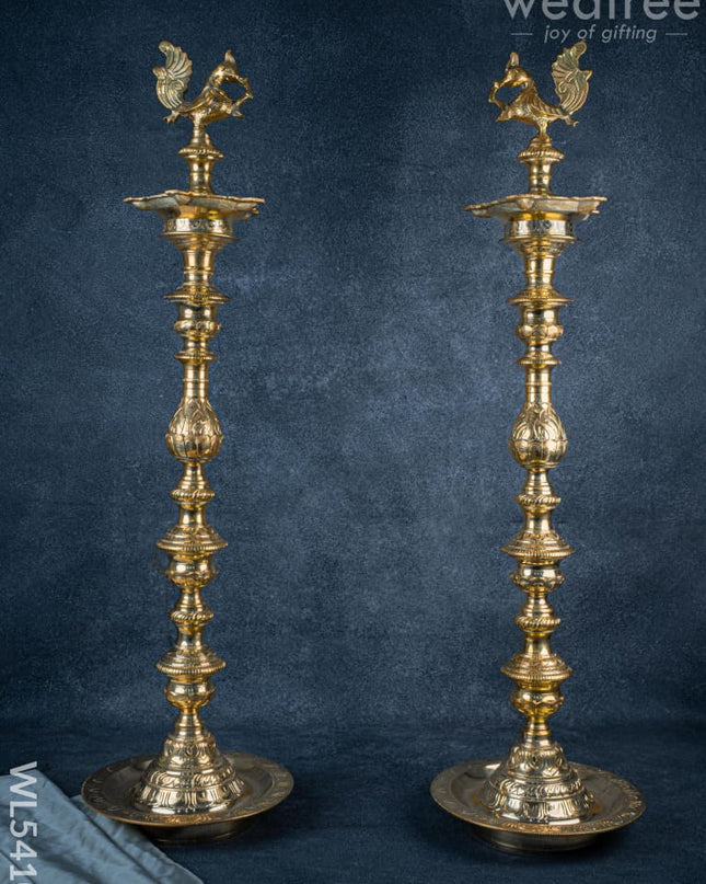 Brass Annapakshi Kuthu Vilakku - 39 inch - WL5410 - Brass Diya