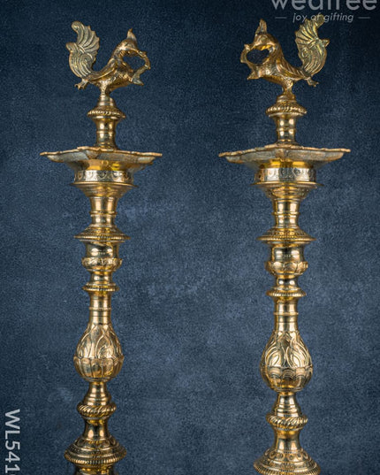 Brass Annapakshi Kuthu Vilakku - 39 inch - WL5410 - Brass Diya