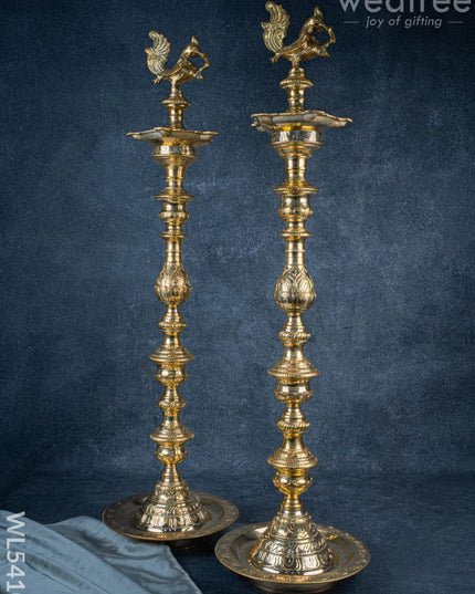 Brass Annapakshi Kuthu Vilakku - 39 inch - WL5410 - Brass Diya