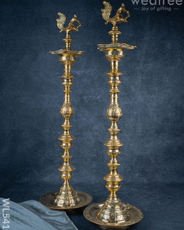 Brass Annapakshi Kuthu Vilakku - 39 inch - WL5410 - Brass Diya