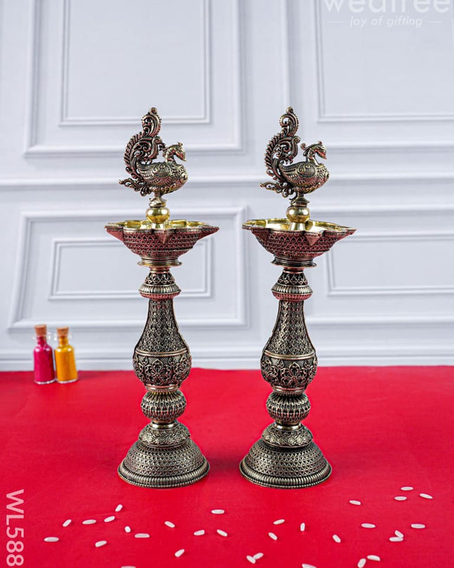 Brass Annapakshi Vilaku - Set of 2 - 8 inch - WL5887 - Brass Antique