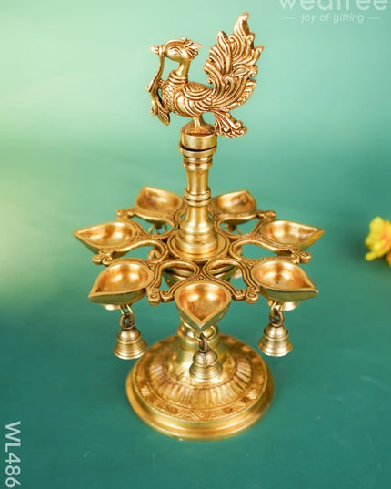 Brass Annapakshi with Diya & Bell - 13 inch - WL4868 Brass Diya