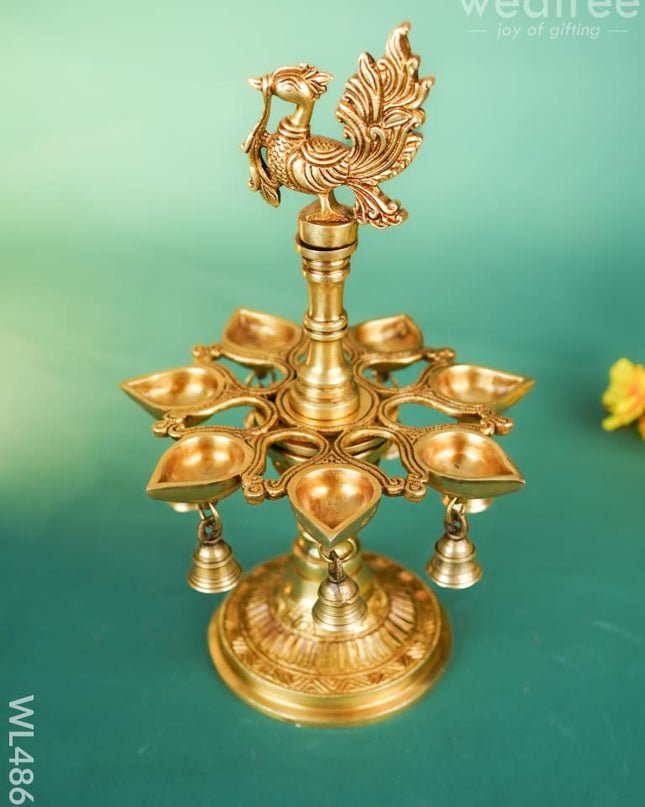 Brass Annapakshi with Diya & Bell - 13 inch - WL4868 Brass Diya
