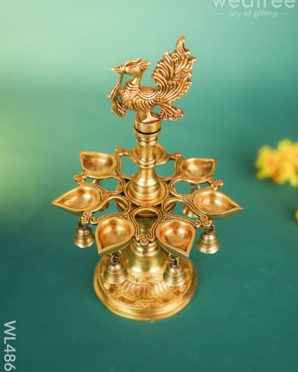 Brass Annapakshi with Diya & Bell - 13 inch - WL4868 Brass Diya