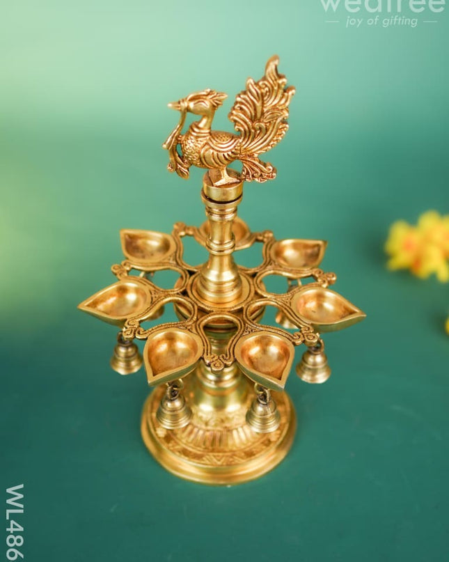 Brass Annapakshi with Diya & Bell - 13 inch - WL4868 Brass Diya