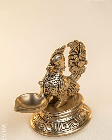 Brass Annapakshi with Diya - 5 inch - WL5299 - Brass Diya