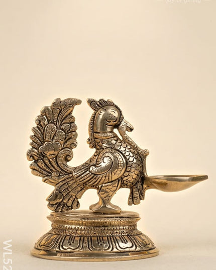 Brass Annapakshi with Diya - 5 inch - WL5299 - Brass Diya