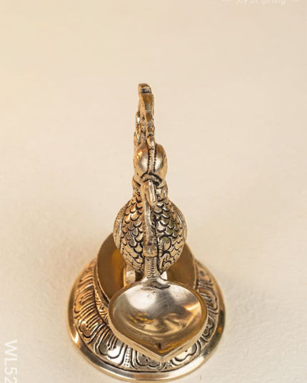 Brass Annapakshi with Diya - 5 inch - WL5299 - Brass Diya