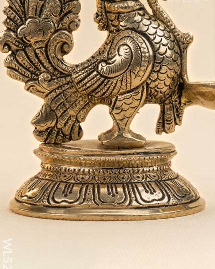 Brass Annapakshi with Diya - 5 inch - WL5299 - Brass Diya