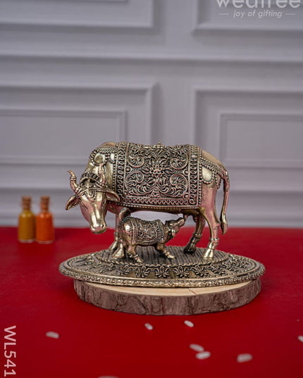 Brass Antique Cow & Calf Idol - 3 inch - WL5415 - Brass Antique