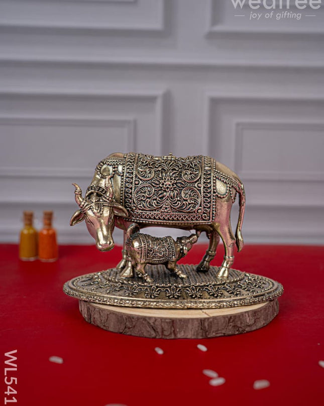 Brass Antique Cow & Calf Idol - 3 inch - WL5415 - Brass Antique