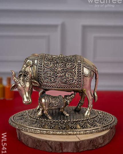 Brass Antique Cow & Calf Idol - 3 inch - WL5415 - Brass Antique