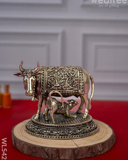 Brass Antique Cow & Calf Idol - 3 inch - WL5421 - Brass Antique