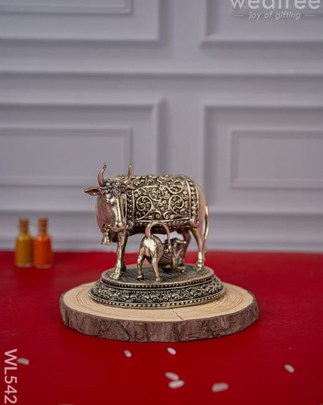 Brass Antique Cow & Calf Idol - 3 inch - WL5421 - Brass Antique