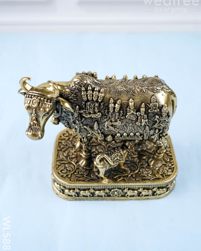 Brass Antique Cow & Calf Idol - 4 inch - WL5885 - Brass Antique