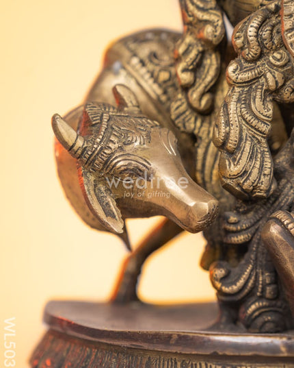 Brass Antique Cow with Krishna Idol - 18 inch - WL5033 Brass Antique