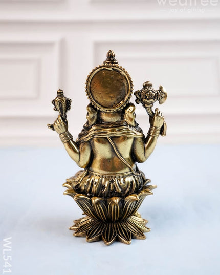 Brass Antique Ganesha Idol - 4 inch - WL5412 - Brass Antique