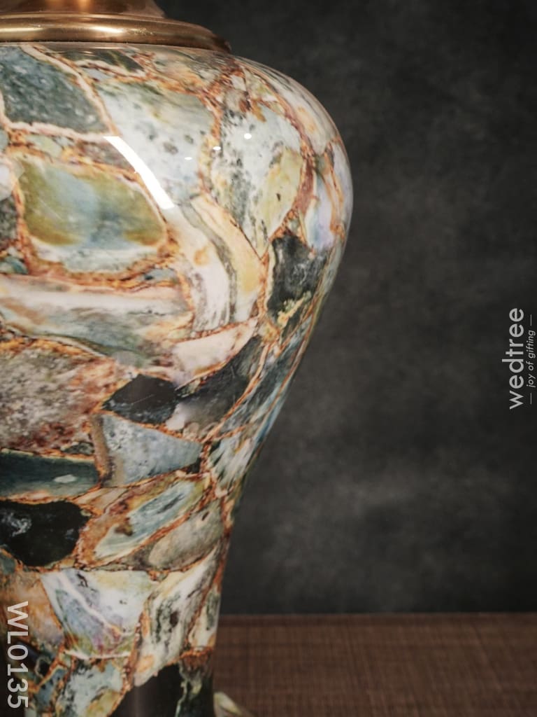 Brass Antique Green Marble Table Lamp With White Top - Wl0135 Lamp Shades